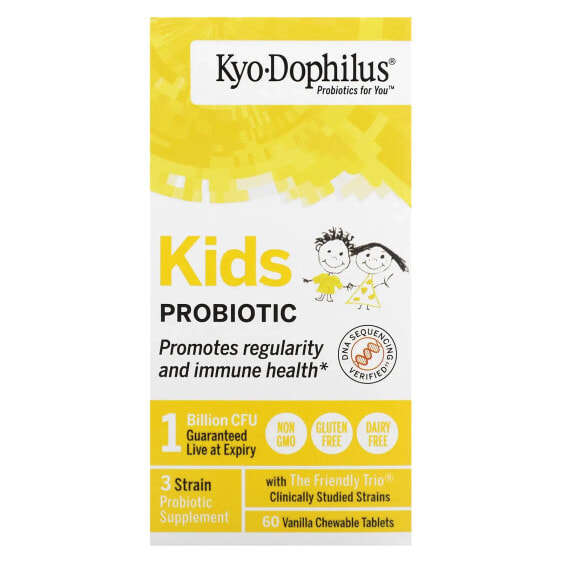 Детские пробиотики Kyolic ванильные, 60 жевательных таблеток