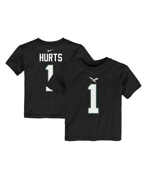 Футболка для малышей Nike Jalen Hurts черная с футболистом Philadelphia Eagles Name and Number