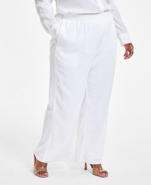 Trendy Plus Size Textured Pull-On Pants