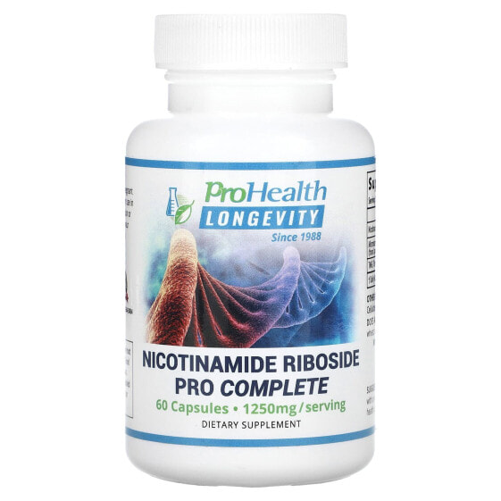 Витамин B ProHealth Longevity Nicotinamide Riboside Pro Complete, 1,250 мг, 60 капсул (625 мг на капсулу)
