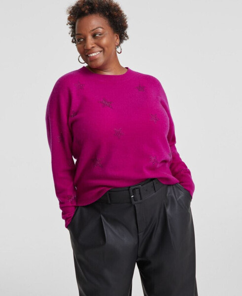 Plus Size 100% Cashmere Star Sweater, Created for Macy's