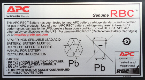 APC APCRBC140 - Sealed Lead Acid (VRLA) - Grey - 960 VAh - 5 year(s) - 34.5 kg - 197 mm