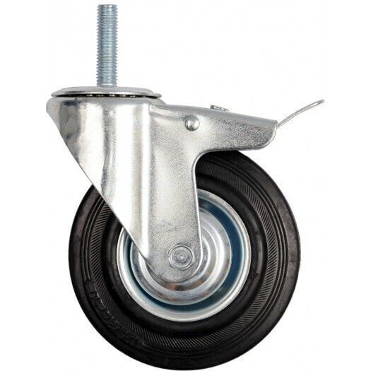 Vorel Kółko skrętne z czarną gumą, hamulcem i trzpieniem gwintowanym 125mm (87333)