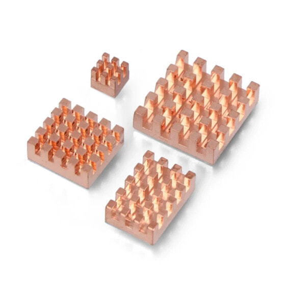 Set of heat sinks for Raspberry Pi 5 - with heat transfer tape - copper - 4pcs.