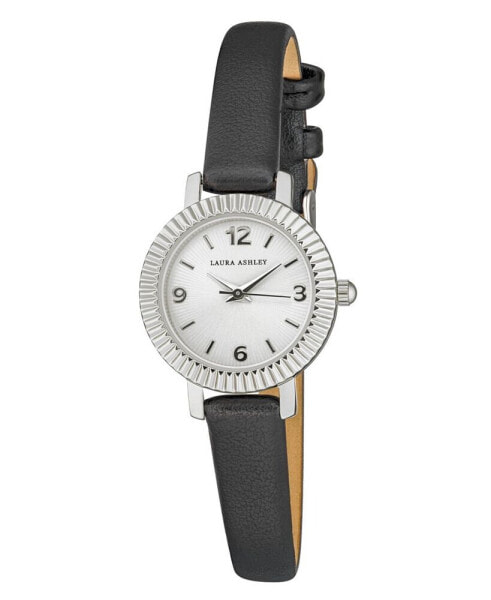 Women's Coin Edge Bezel Black Polyurethane Strap Watch 26mm