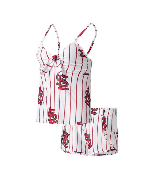 Women's White St. Louis Cardinals Reel Allover Print Tank Top and Shorts Sleep Set