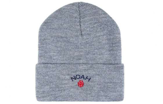 NOAH Nyc Rose Logo Heather Grey Beanie H44FW19HGY