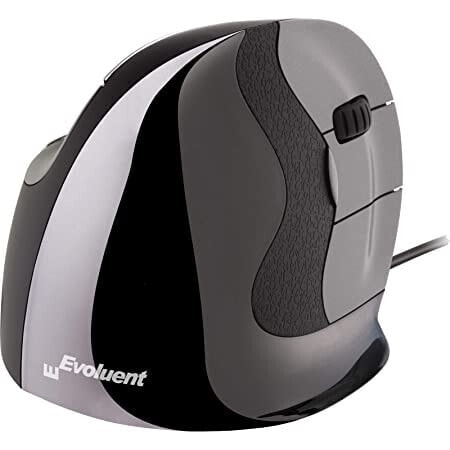 Evoluent VerticalMouse D Medium - Right-hand - Vertical design - Laser - USB Type-A - Black - Grey