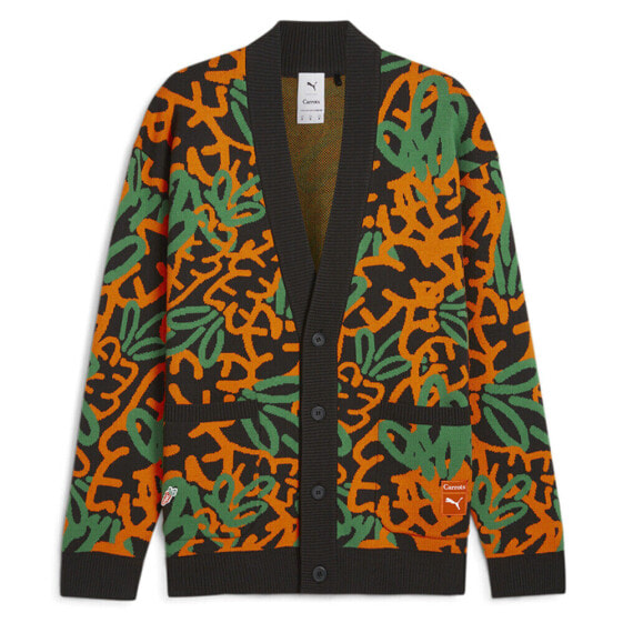 Puma Carrots X Graphic Cardigan Mens Black, Green, Orange Casual Tops 62744601