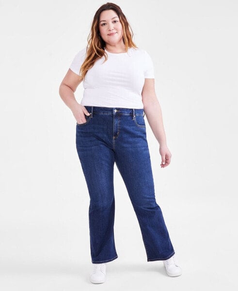 Plus Size Mid Rise Curvy Bootcut Jeans, Created for Macy's