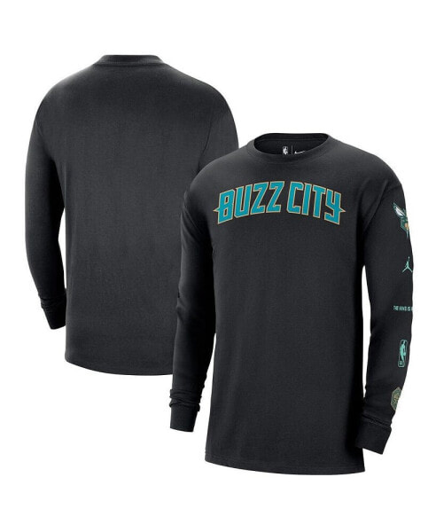 Men's Black Charlotte Hornets 2023/24 City Edition Max90 Expressive Long Sleeve T-shirt