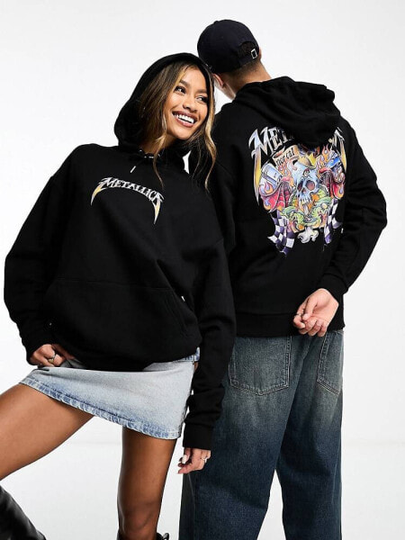 ASOS DESIGN unisex oversized hoodie in black with Metallica graphic prints