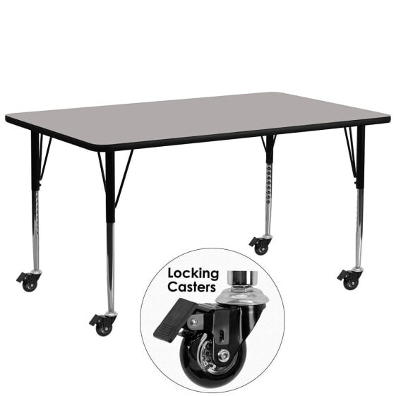 Mobile 30''W X 72''L Rectangular Grey Hp Laminate Activity Table - Standard Height Adjustable Legs