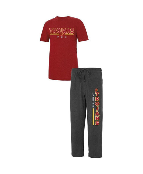 Men's Cardinal, Charcoal USC Trojans Meter T-shirt and Pants Sleep Set