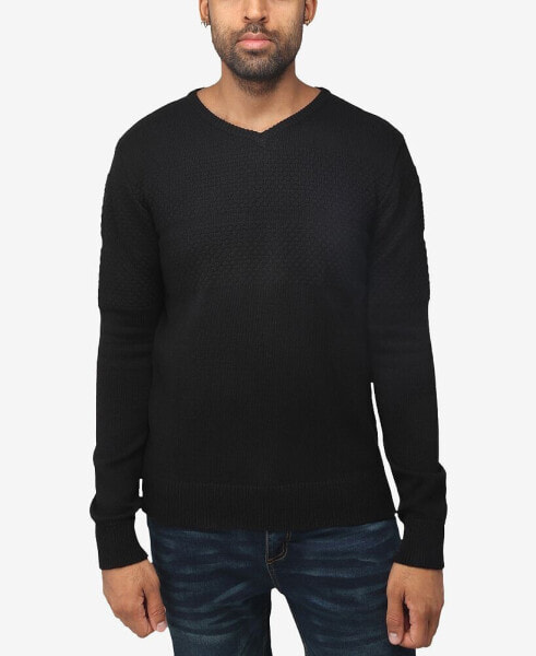 Men's V-Neck Honeycomb Knit Sweater