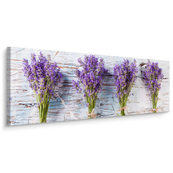 Panoramabild Lavendel Blumen Holz 3D