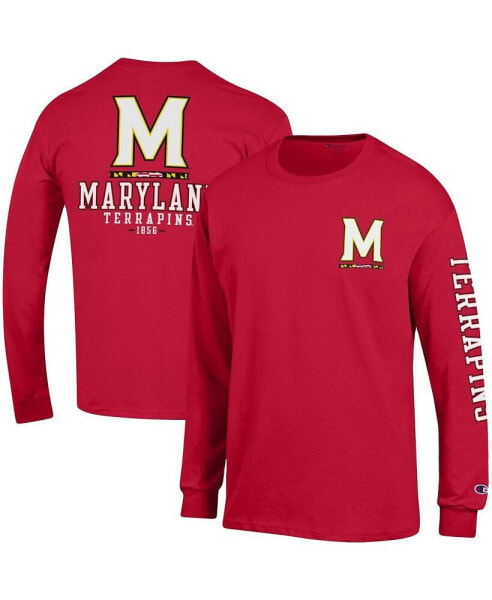 Men's Red Maryland Terrapins Team Stack Long Sleeve T-shirt