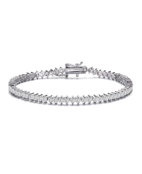 White Gold Plated Clear Round Cubic Zirconia Tennis Bracelet