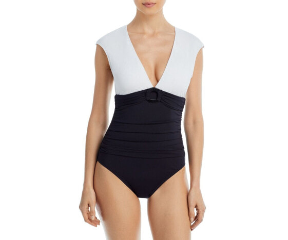Bleu by Rod Beattie Womens Graphic Measures Cap Sleeve One-Piece Swimsuit Size 4
