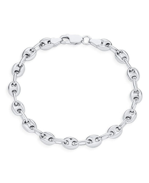 Unisex .925 Sterling Silver Nautical Anchor Link Puff Mariner Chain Bracelet For Women 6MM Wide 7 8 Inch