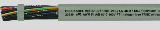 Helukabel MEGAFLEX 500 - Grey - Copper - Copolymer - 6.8 mm - 36 kg/km - 83 kg/km