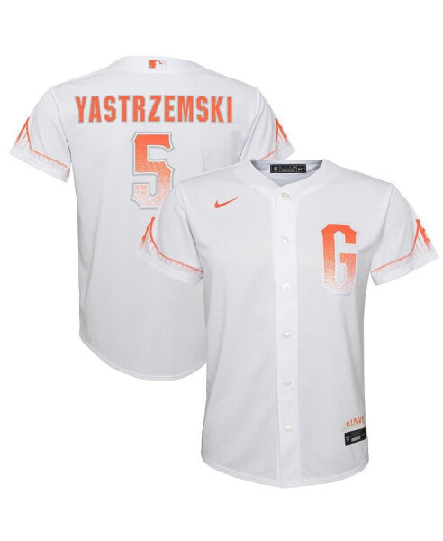 Футболка для малышей Nike Big Boys Mike Yastrzemski White San Francisco Giants City Connect Replica Player Jersey.