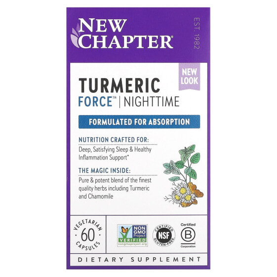 New Chapter, Turmeric Force, для приема перед сном, 60 вегетарианских капсул