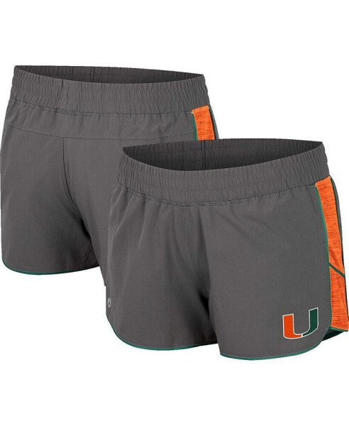 Women's Gray Miami Hurricanes Pull The Switch Running Shorts