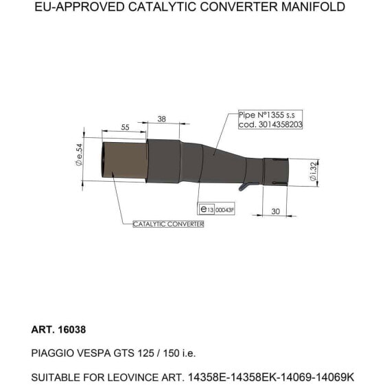 LEOVINCE Vespa 16038 Catalytic Converter