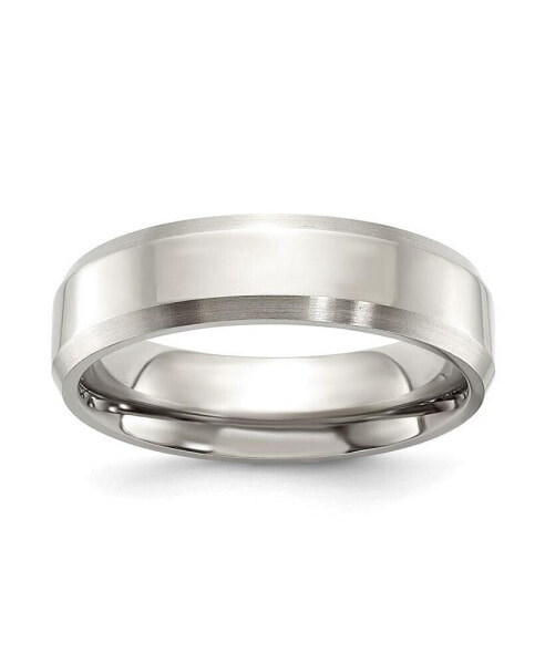 Titanium Brushed Beveled Edge Wedding Band Ring