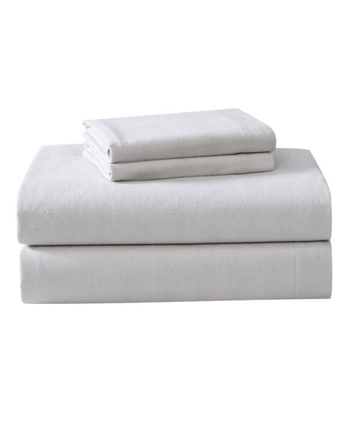 Solid Cotton Flannel 4-Pc. Sheet Set, Full