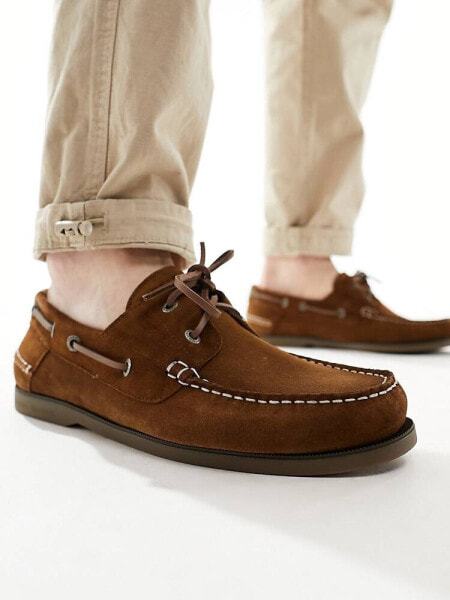 Tommy Hilfiger core suede boat shoes in brown