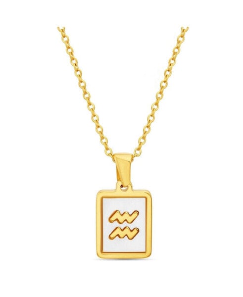 Gold-Tone Tag Zodiac Sign Pendant Necklace