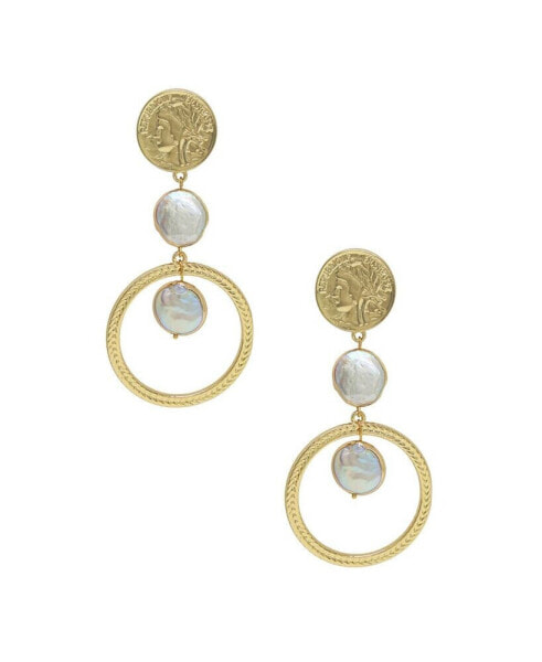 Your Majesty Coin Pearl Drop Earrings