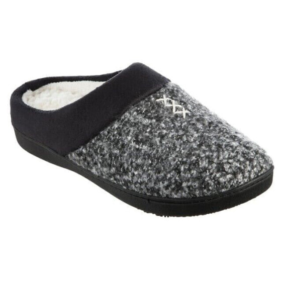 Isotoner Jessie Heather Knit Hoodback Slippers Women’s 7/8 Black/Charcoal Solid