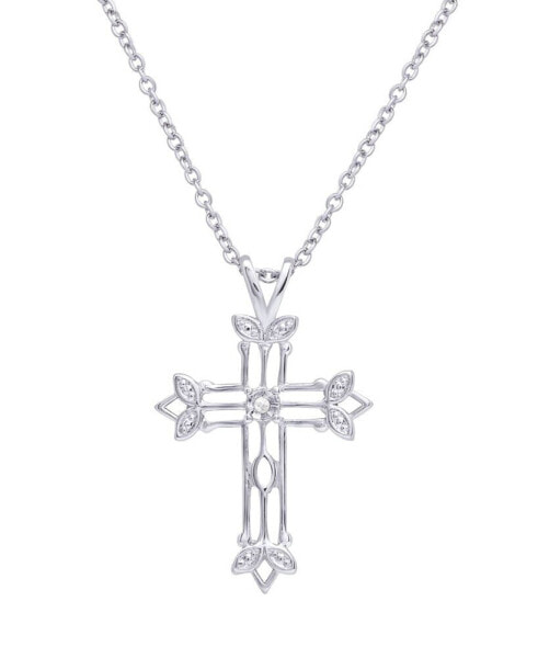 Macy's diamond Accent Silver-plated Scroll Cross Pendant Necklace