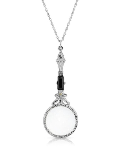 2028 silver-Tone Black and Hematite Magnifier Necklace