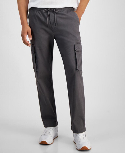 Men's Regular-Fit Twill Drawstring Cargo Pants, Created for Macy's