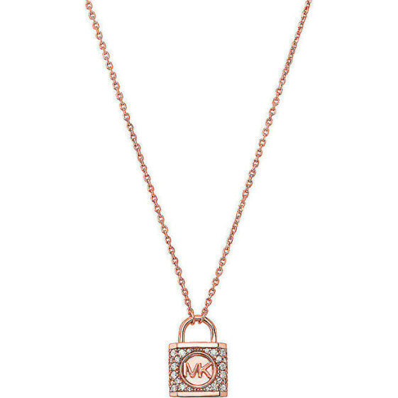 Original bronze necklace with zircons Kors MK MKC1629AN791 (chain, pendant)