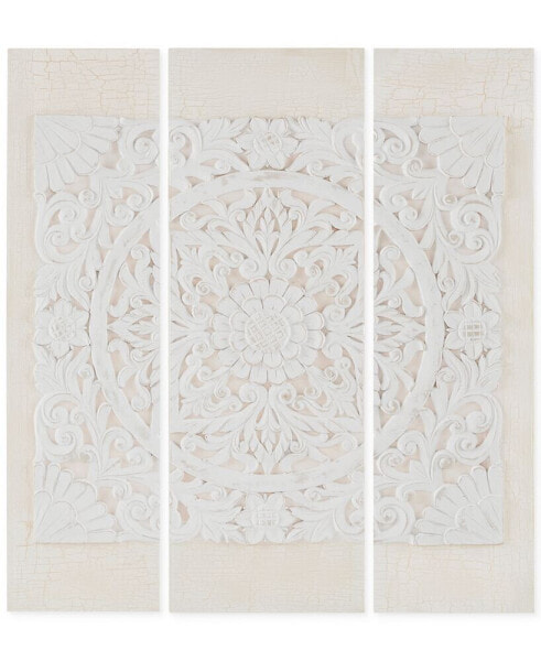 Madison Park Mandala White 3-Pc. 3D Embellished Canvas Wall Art Set