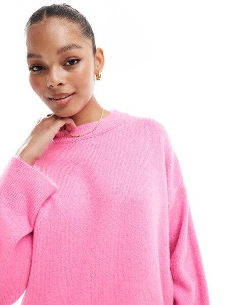 ASOS DESIGN boxy crew neck jumper in pink