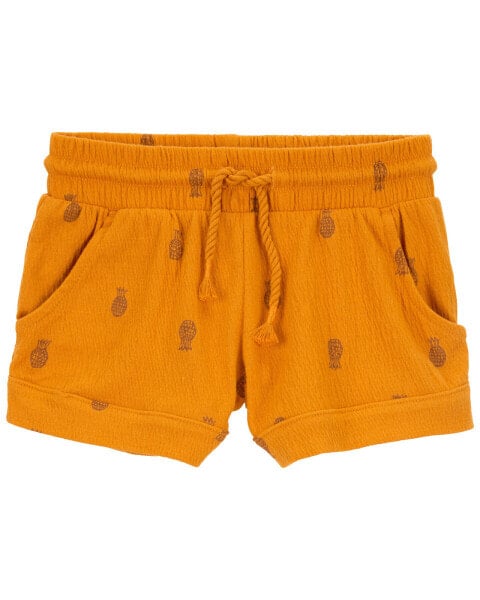 Toddler Pineapple Pull-On Knit Gauze Shorts 5T