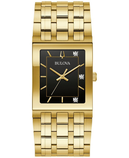 Men's Marc Anthony Modern Quadra Diamond Accent Gold-Tone Stainless Steel Bracelet Watch 30mm