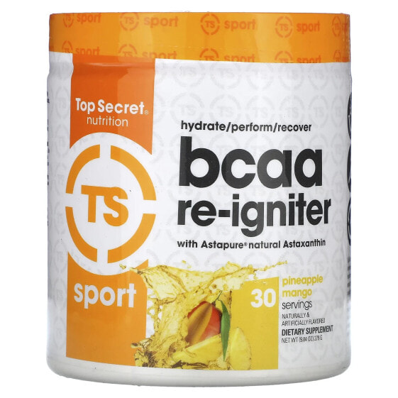Аминокислоты Top Secret Nutrition BCAA Re-Igniter с Astapure Natural Astaxanthin, Ананас Манго, 9.84 унций (279 г)
