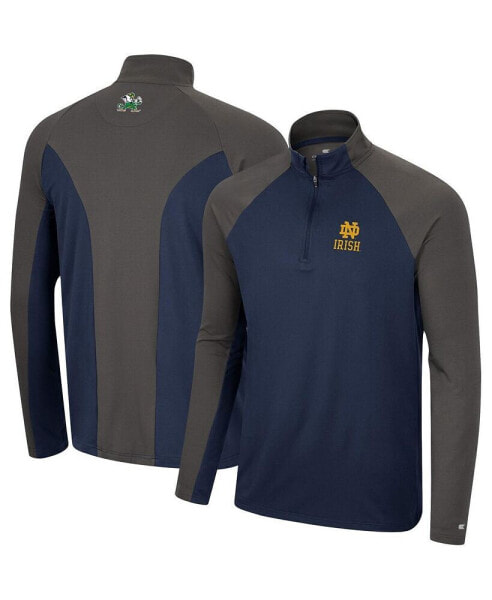 Men's Navy, Charcoal Notre Dame Fighting Irish Two Yutes Raglan Quarter-Zip Windshirt