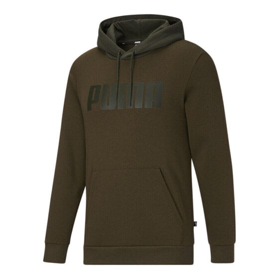 Puma Color Block Logo Pullover Hoodie Mens Green Casual Outerwear 67372862