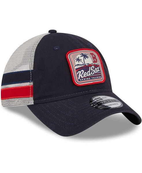 Men's Navy, White Boston Red Sox Spring Training Striped 9TWENTY Trucker Adjustable Hat