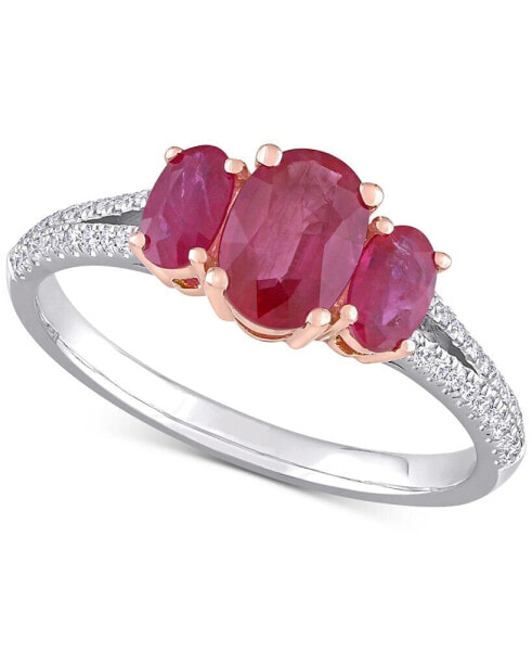 Ruby (1-1/2 ct. t.w.) & Diamond (1/6 ct. t.w.) Ring in 14k Rose & White Gold