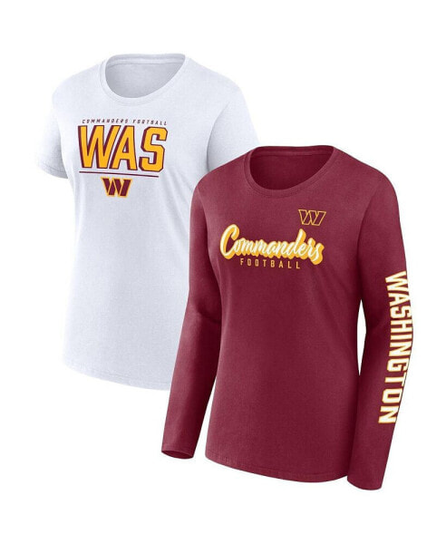 Women's Burgundy, White Washington Commanders Two-Pack Combo Cheerleader T-shirt Set