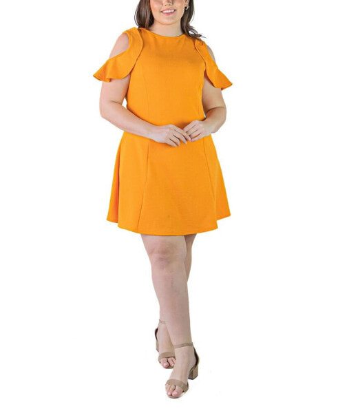Plus Size Ruffle A-line Knee Length Dress
